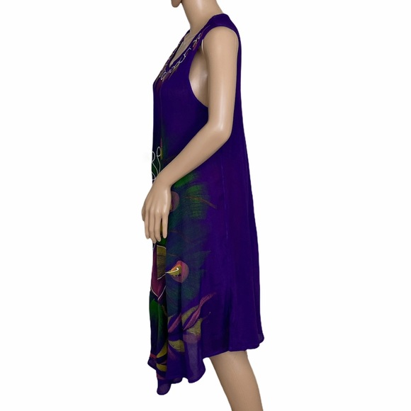 😳SALE😳 MM Collection Women’s Dress Violet Print Rayon 845711012122-v - Picture 2 of 7